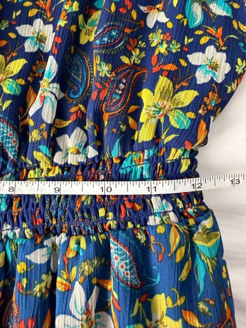Fig And Flower Womens M Blue Floral Paisley Maxi Dress Boho Long Sleeve - Picture 8 of 16